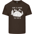Home Is Where the Tent Is Funny Camping Mens Cotton T-Shirt Tee Top Dark Chocolate