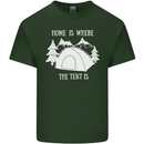 Home Is Where the Tent Is Funny Camping Mens Cotton T-Shirt Tee Top Forest Green