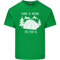 Home Is Where the Tent Is Funny Camping Mens Cotton T-Shirt Tee Top Irish Green