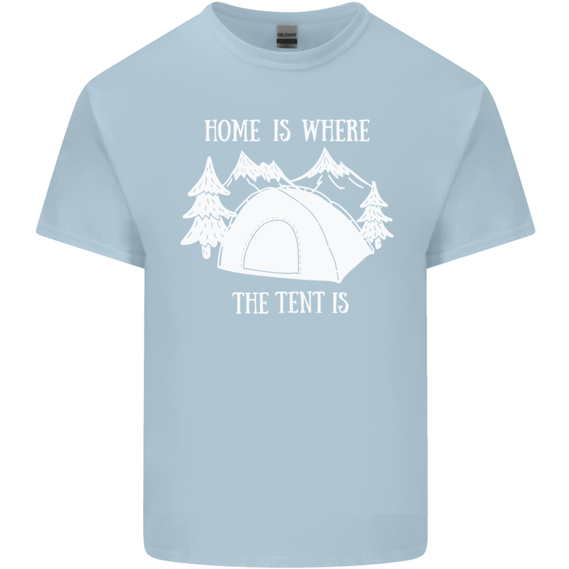 Home Is Where the Tent Is Funny Camping Mens Cotton T-Shirt Tee Top Light Blue