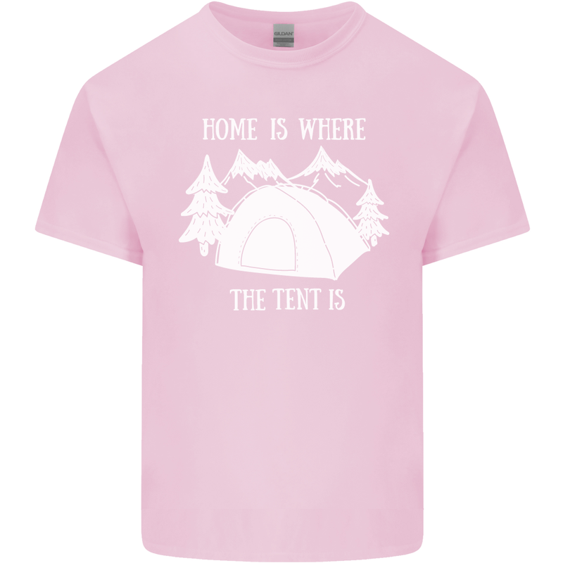 Home Is Where the Tent Is Funny Camping Mens Cotton T-Shirt Tee Top Light Pink