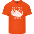 Home Is Where the Tent Is Funny Camping Mens Cotton T-Shirt Tee Top Orange