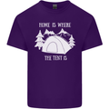 Home Is Where the Tent Is Funny Camping Mens Cotton T-Shirt Tee Top Purple