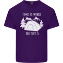 Home Is Where the Tent Is Funny Camping Mens Cotton T-Shirt Tee Top Purple