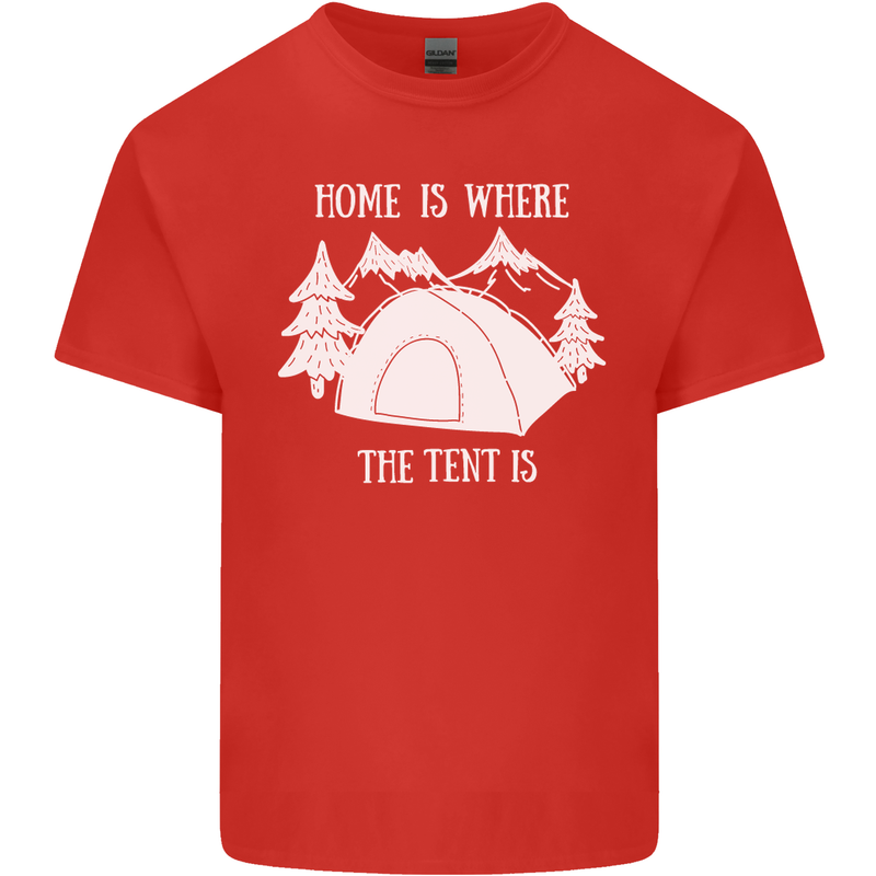 Home Is Where the Tent Is Funny Camping Mens Cotton T-Shirt Tee Top Red