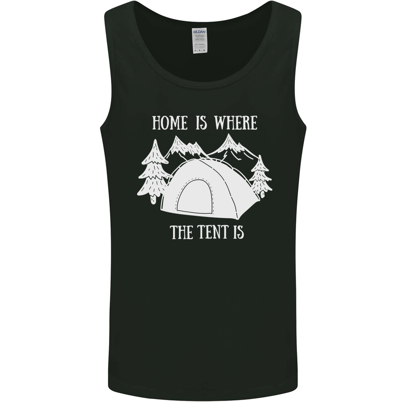 Home Is Where the Tent Is Funny Camping Mens Vest Tank Top Black