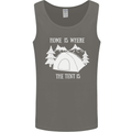 Home Is Where the Tent Is Funny Camping Mens Vest Tank Top Charcoal