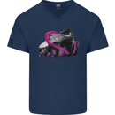 Honey Badger Mens V-Neck Cotton T-Shirt Navy Blue