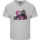 Honey Badger Mens V-Neck Cotton T-Shirt Sports Grey