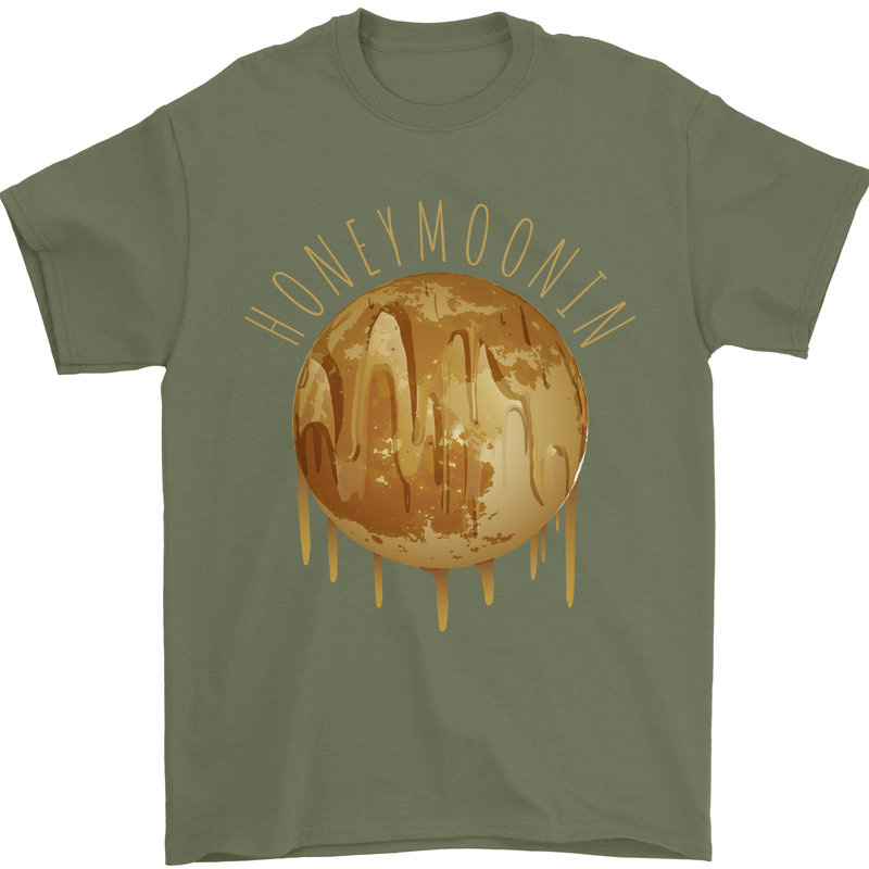 Honeymoon Honey Moon Honeymoonin Mens T-Shirt 100% Cotton Military Green