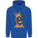 Horse Chops Equestrian Riding Mens 80% Cotton Hoodie Royal Blue