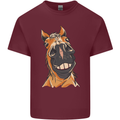 Horse Chops Equestrian Riding Mens Cotton T-Shirt Tee Top Maroon