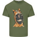 Horse Chops Equestrian Riding Mens Cotton T-Shirt Tee Top Military Green