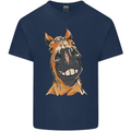 Horse Chops Equestrian Riding Mens Cotton T-Shirt Tee Top Navy Blue