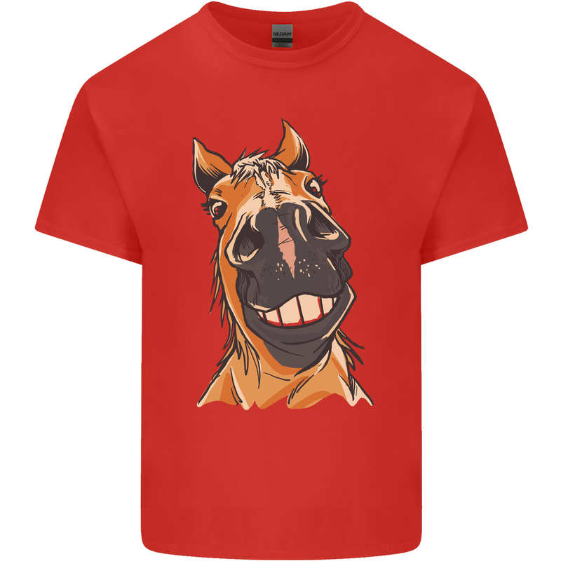 Horse Chops Equestrian Riding Mens Cotton T-Shirt Tee Top Red