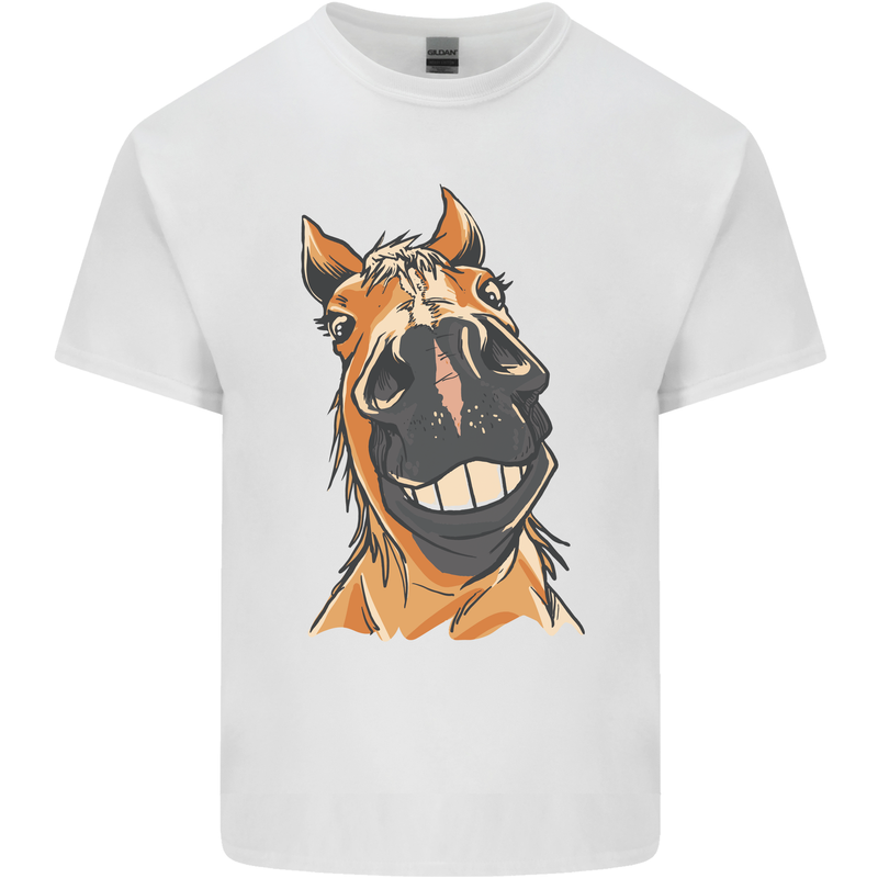 Horse Chops Equestrian Riding Mens Cotton T-Shirt Tee Top White