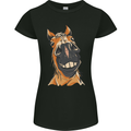 Horse Chops Equestrian Riding Womens Petite Cut T-Shirt Black