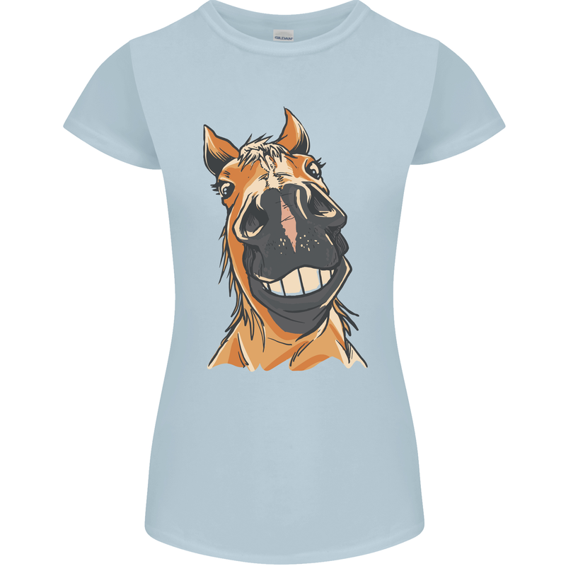 Horse Chops Equestrian Riding Womens Petite Cut T-Shirt Light Blue
