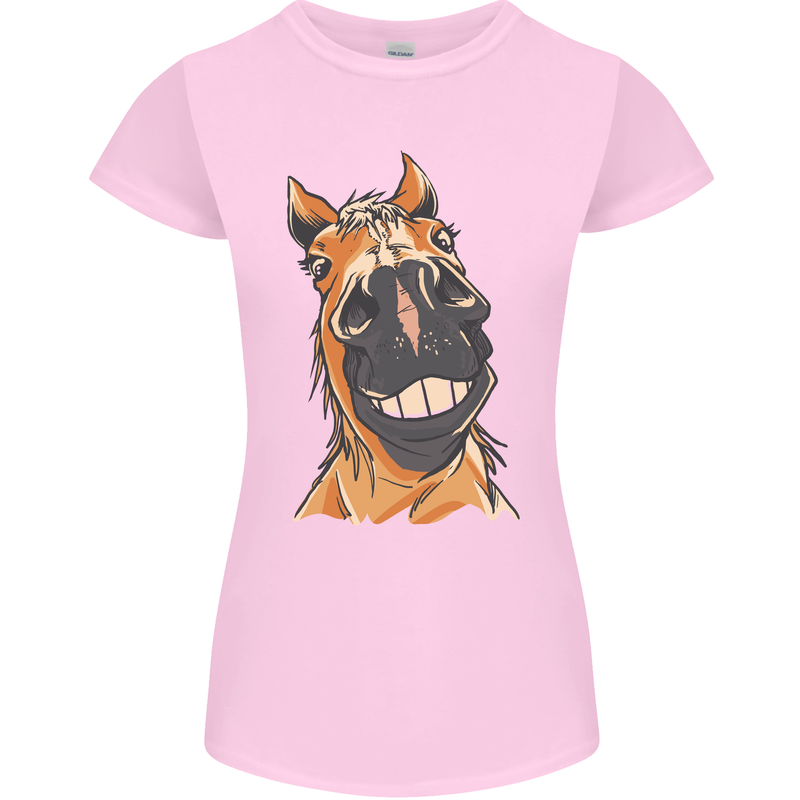Horse Chops Equestrian Riding Womens Petite Cut T-Shirt Light Pink