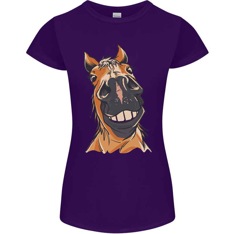 Horse Chops Equestrian Riding Womens Petite Cut T-Shirt Purple