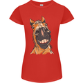 Horse Chops Equestrian Riding Womens Petite Cut T-Shirt Red