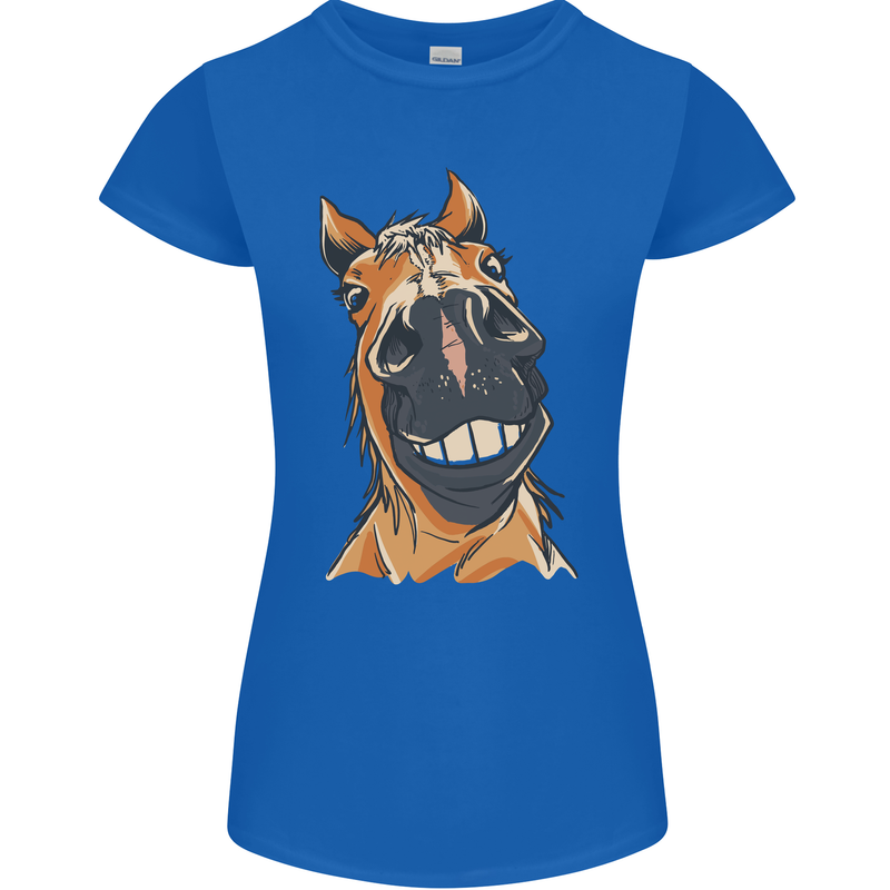 Horse Chops Equestrian Riding Womens Petite Cut T-Shirt Royal Blue