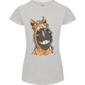 Horse Chops Equestrian Riding Womens Petite Cut T-Shirt Sports Grey