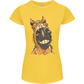 Horse Chops Equestrian Riding Womens Petite Cut T-Shirt Yellow