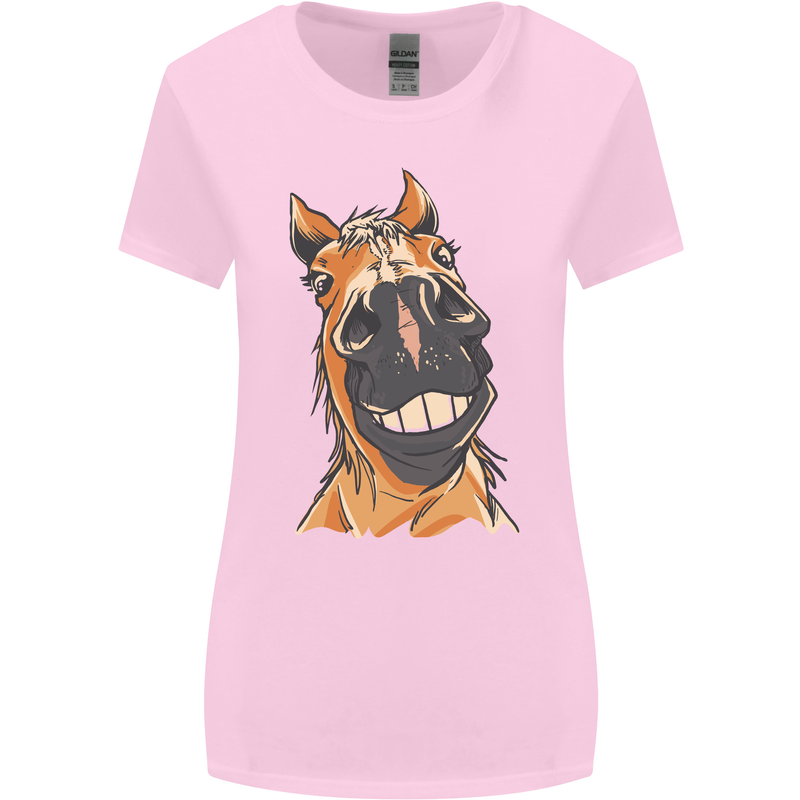 Horse Chops Equestrian Riding Womens Wider Cut T-Shirt Light Pink
