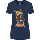 Horse Chops Equestrian Riding Womens Wider Cut T-Shirt Navy Blue