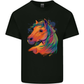 Horse Head Equestrian Mens Cotton T-Shirt Tee Top Black
