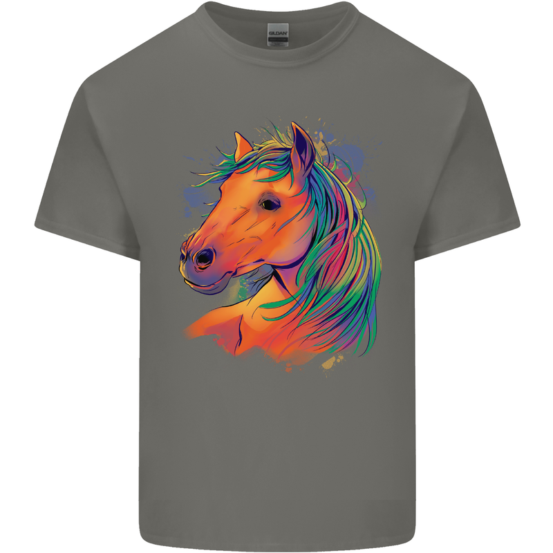 Horse Head Equestrian Mens Cotton T-Shirt Tee Top Charcoal