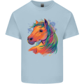 Horse Head Equestrian Mens Cotton T-Shirt Tee Top Light Blue