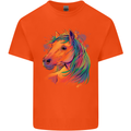 Horse Head Equestrian Mens Cotton T-Shirt Tee Top Orange