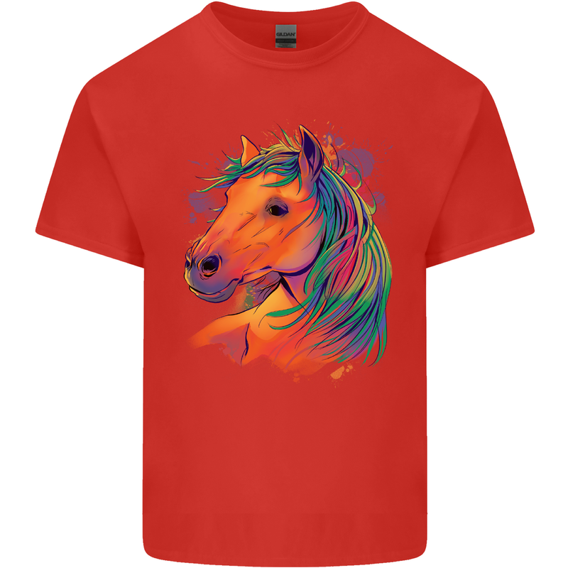 Horse Head Equestrian Mens Cotton T-Shirt Tee Top Red