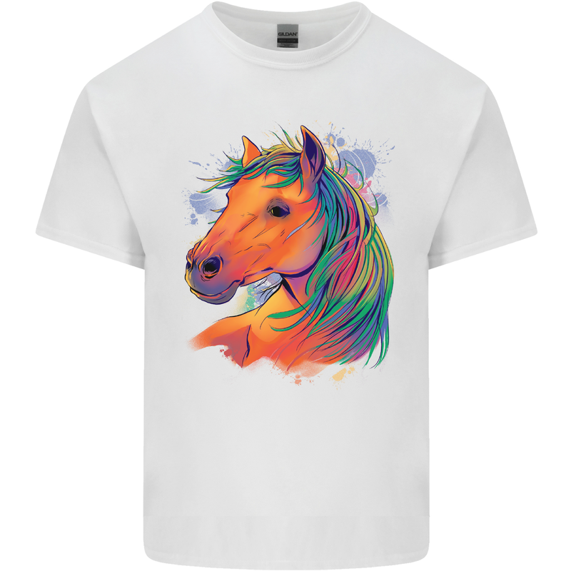 Horse Head Equestrian Mens Cotton T-Shirt Tee Top White