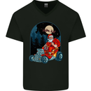 Hot Rod Santa Clause Hotrod Christmas Mens V-Neck Cotton T-Shirt Black