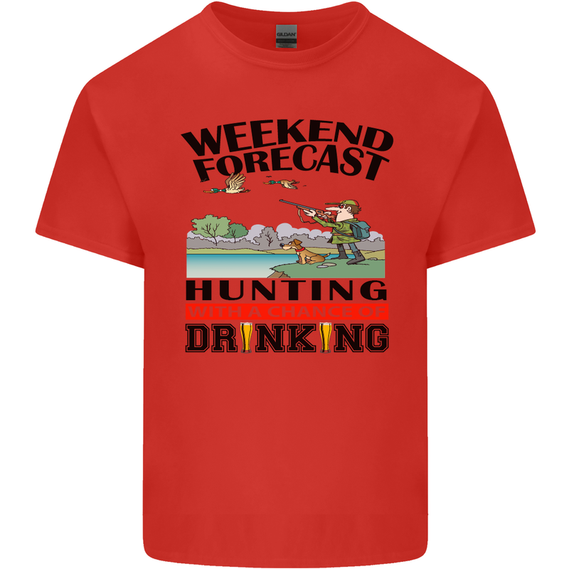 Hunting Weekend Alcohol Beer Funny Hunter Mens Cotton T-Shirt Tee Top Red