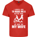 Husband & Wife Wedding Anniversary God Mens V-Neck Cotton T-Shirt Red