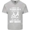 Husband & Wife Wedding Anniversary God Mens V-Neck Cotton T-Shirt Sports Grey