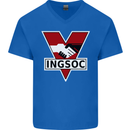 INGSOC George Orwell English Socialism 1994 Mens V-Neck Cotton T-Shirt Royal Blue