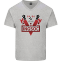 INGSOC George Orwell English Socialism 1994 Mens V-Neck Cotton T-Shirt Sports Grey