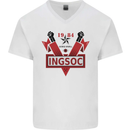 INGSOC George Orwell English Socialism 1994 Mens V-Neck Cotton T-Shirt White