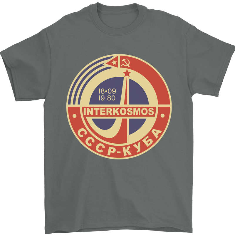 INTERKOSMOS CCCP Logo Soviet Space USSR Mens T-Shirt Cotton Gildan Charcoal