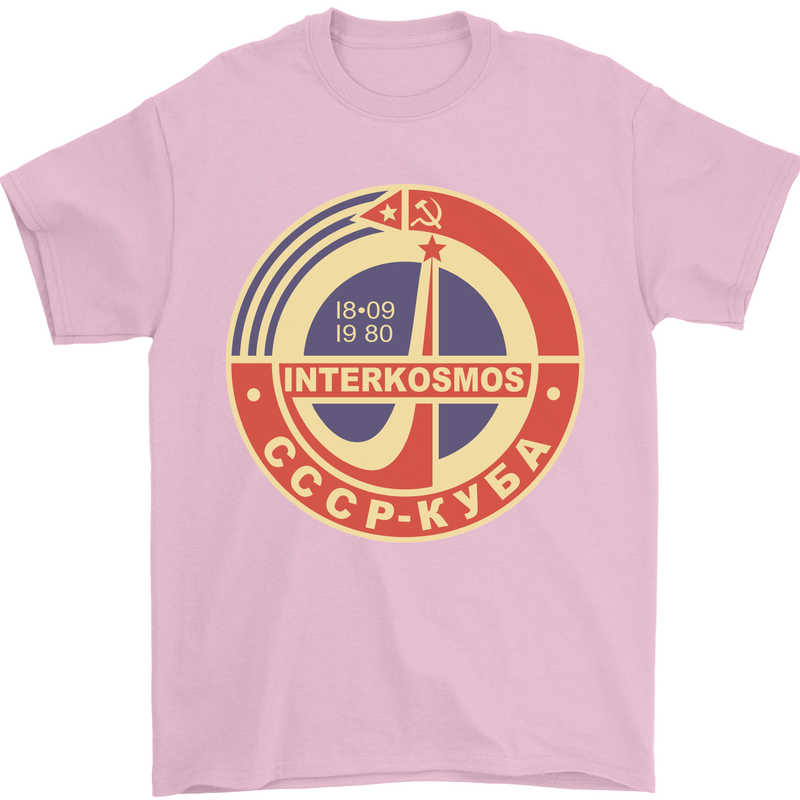 INTERKOSMOS CCCP Logo Soviet Space USSR Mens T-Shirt Cotton Gildan Light Pink