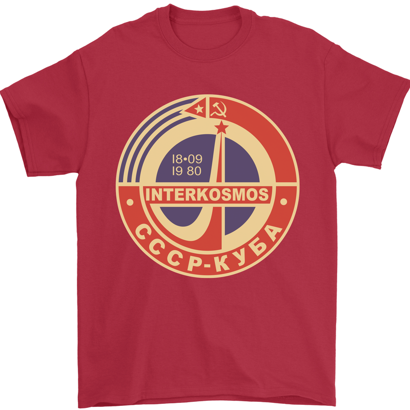 INTERKOSMOS CCCP Logo Soviet Space USSR Mens T-Shirt Cotton Gildan Red