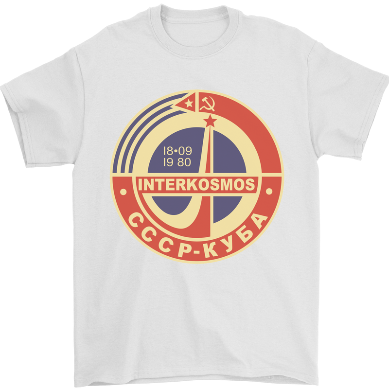 INTERKOSMOS CCCP Logo Soviet Space USSR Mens T-Shirt Cotton Gildan White