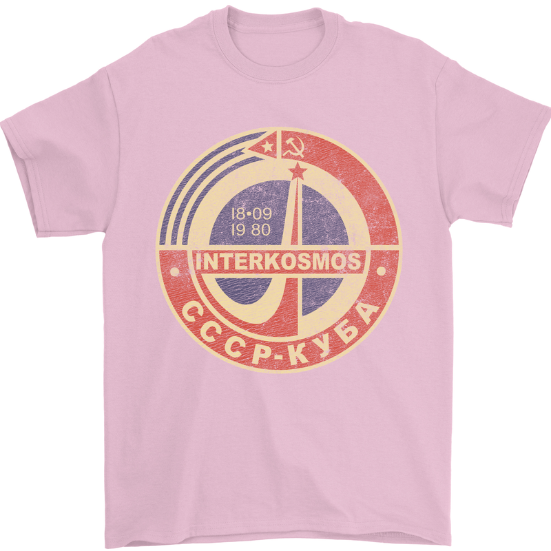INTERKOSMOS Logo CCCP  Soviet Space USSR Mens T-Shirt Cotton Gildan Light Pink