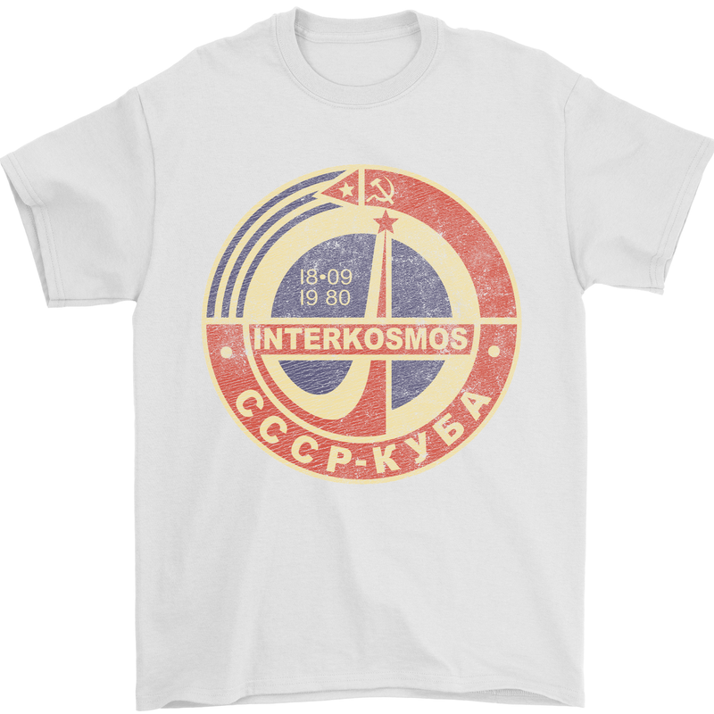 INTERKOSMOS Logo CCCP  Soviet Space USSR Mens T-Shirt Cotton Gildan White
