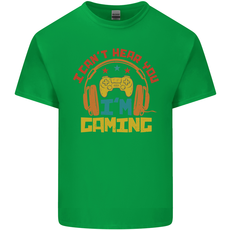 I Can't Hear You I'm Gaming Funny Gaming Kids T-Shirt Childrens Irish Green